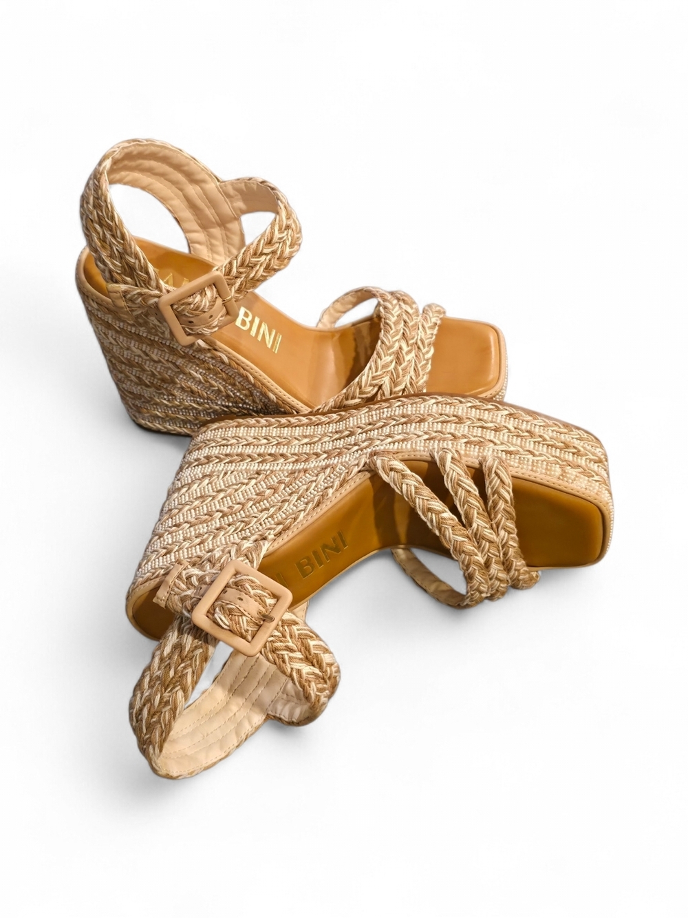 Gianni Bini Braided Pearl Wedge Sandals Size 10 NWOB